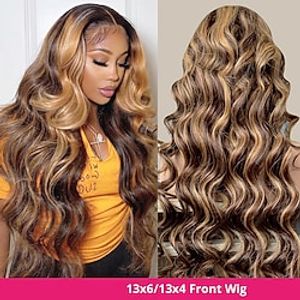 180 Density 13x6 Highlight Wig Human Hair HD Body Wave Lace Front Human Hair Wigs Brazilian Remy 13x4 Lace Frontal Wig For Women Lightinthebox