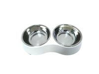 Melamine Matted color Stainless Steel Double bowl with anti-slip circle on the bottom Volume For Cats And Dogs 160X2ML