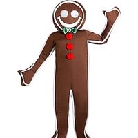 Gingerbread Man Jumpsuit Cosplay Costumes Onesies Men's Women's Cosplay Costume Christmas Christmas Christmas Eve Adults' Party Christmas Polyester Costume Lightinthebox - thumbnail