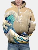 Mens 3D Wave Pattern Printed Hoodies