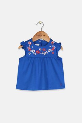 Toddlers Baby Girls Embroidered Tops Blue Combo Toddlers Baby Girls Embroidered Tops Blue Combo