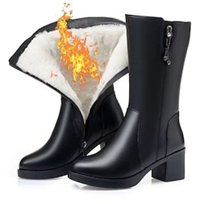 Women's Boots Biker boots Chelsea Boots Outdoor Daily Mid Calf Boots Chunky Heel Pointed Toe Round Toe Fashion Casual Minimalism Faux Leather Zipper Solid Color Black Lightinthebox