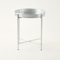 Metallic Accent Table with Mirror - 42x42x47 cms