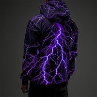 Graphic Lightening Men's Fashion 3D Print Hoodie Sports Outdoor Holiday Vacation Hoodies Red Blue Hooded Print Front Pocket Spring   Fall Designer Hoodie Sweatshirt Lightinthebox - thumbnail