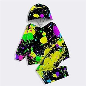 Kids Girls' Hoodie  Pants HoodieSet Clothing Set 2 Pieces Long Sleeve Black Yellow Graphic Print Street Sports Vacation Active Fashion Comfort Daily 3-12 Years Lightinthebox