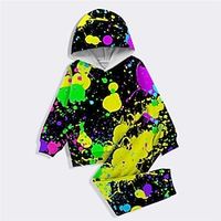 Kids Girls' Hoodie  Pants HoodieSet Clothing Set 2 Pieces Long Sleeve Black Yellow Graphic Print Street Sports Vacation Active Fashion Comfort Daily 3-12 Years Lightinthebox - thumbnail