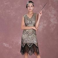 Roaring 20s 1920s Flapper Dress Dress Christmas Party Dress The Great Gatsby Women's Cosplay Costume New Year Dress miniinthebox - thumbnail