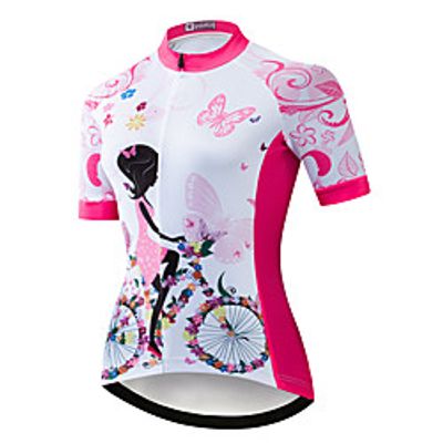 21Grams Women's Short Sleeve Cycling Jersey Summer Spandex Polyester Pink Butterfly Bike Jersey Top Mountain Bike MTB Road Bike Cycling Quick Dry Moisture Wicking Breathable Sports Clothing Apparel Lightinthebox