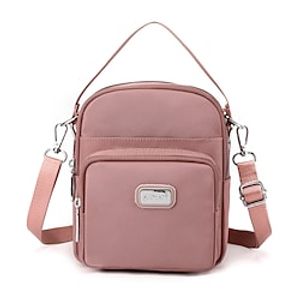 Women's Crossbody Bag Mobile Phone Bag Nylon Daily Zipper Waterproof Durable Solid Color Black Pink Red Lightinthebox