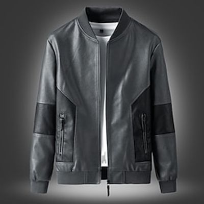 Men's Faux Leather Jacket Biker Jacket Motorcycle Jacket Outdoor Daily Wear Warm Pocket Fall Winter Plain Fashion Streetwear Stand Collar Regular Black Gray Jacket Lightinthebox Men's Faux Leather Jacket Biker Jacket Motorcycle Jacket Outdoor Daily Wear Warm Pocket Fall Winter Plain Fashion Streetwear Stand Collar Regular Black Gray Jacket Lightinthebox