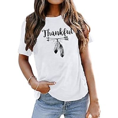 Women's T shirt Basic Print Simple Basic Round Neck T-shirt Sleeve Stard Summer Blue White Dark Pink Orange Dark Gray Lightinthebox