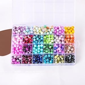 DIY Art Crafts Toys 600pcs Glass Beads 8mm DIY Gemstone Crystal Beads Jewelry Making Kit Healing Chakra Beads 24 Color Round Gemstone Beads Bracelet Making For Beginners DIY Craft For GirlsChildren miniinthebox