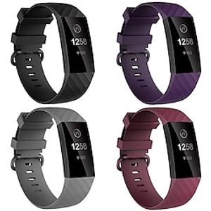 4 Pack Smart Watch Band for Fitbit Charge 4/3/3SE Silicone Smartwatch Strap Metal Clasp Adjustable Breathable Sport Band Replacement  Wristband miniinthebox