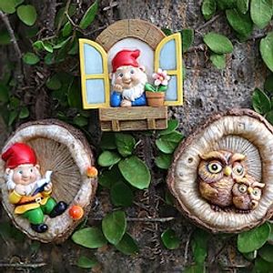Garden Gnome Statue Elf Out The Door Tree Hugger Garden Peeker Yard Art Tree Sculpture Tree Gnome Decoration Outdoor for Patio Yard Lawn Porch Ornament miniinthebox