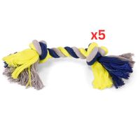 Vadigran Cotton Rope 2 Knots Blue-Yellow 125G 28Cm (Pack Of 5)