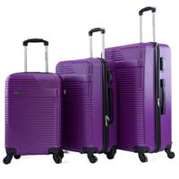 PARA JOHN Lightweight 3-Pieces ABS Hard side Travel Luggage Trolley Bag Set with Lock for men / women / unisex Hard shell strong PURPLE