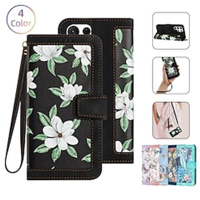 Phone Case For Samsung Galaxy S23 Ultra Plus S23 S22 S22 Plus  Ultra S21 FE S21 A54 A34 A14 A53 A33 A23 A13 A32 A52 Back Cover with Stand Holder Magnetic with Lanyard Retro Flower Floral TPU PU Lightinthebox
