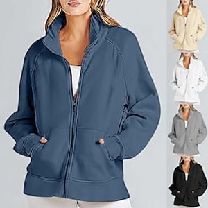 Women's Running Jacket Long Sleeve Top Athletic Athleisure Winter Thermal Warm Breathable Moisture Wicking Running Active Training Walking Sportswear Activewear Solid Colored Black White Blue Lightinthebox