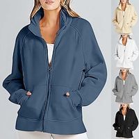 Women's Running Jacket Long Sleeve Top Athletic Athleisure Winter Thermal Warm Breathable Moisture Wicking Running Active Training Walking Sportswear Activewear Solid Colored Black White Blue Lightinthebox - thumbnail