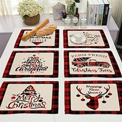 Christmas Placemats Buffalo Plaid Placemat Red Black Table Mat for Dining Table, for Christmas Holiday Table Decorations Lightinthebox