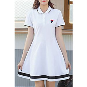 Women's Sports Dress Short Mini Dress White Black Navy Blue Short Sleeve Striped Letter Print Summer Shirt Collar Casual 2021 M L XL XXL miniinthebox