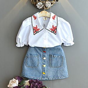 Kids Little Girls' Dress Graphic Print White Knee-length Short Sleeve Basic Dresses Summer Regular Fit 3-8 Years miniinthebox