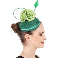 Fascinators Fabric Wedding Kentucky Derby Fashion Bridal With Feather Floral Headpiece Headwear Lightinthebox - thumbnail