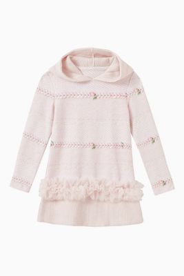 Roses Hooded Dress in Cotton Knit