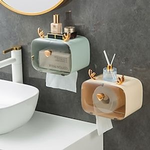 Deer Antler Tissue Box Bathroom Punch-Free Waterproof Tissue Box Toilet Roll Paper Box Paper Towel Shelf Box Lightinthebox