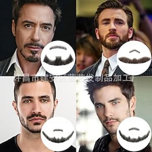 Fake Beard Film and Television Props Realistic Performance of Facial Transformation Handwoven Human Hair Men's Fake Beard and Mouth Lightinthebox