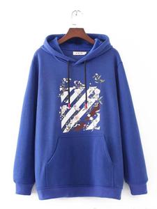 Casual Women Printed Thick Hoodies