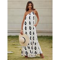 Satin Geometric Print Maxi Dress