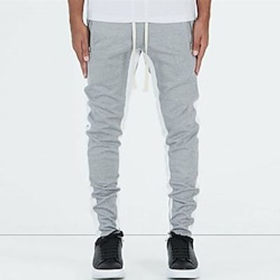 Men's Trousers Track Pants Jogging Pants Outdoor Athleisure Daily Sports Soft Comfortable Pocket Drawstring Elastic Waist Color Block Full Length Fashion Casual Activewear Black Grey Micro-elastic Lightinthebox