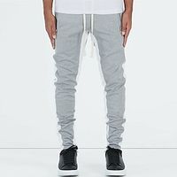 Men's Trousers Track Pants Jogging Pants Outdoor Athleisure Daily Sports Soft Comfortable Pocket Drawstring Elastic Waist Color Block Full Length Fashion Casual Activewear Black Grey Micro-elastic Lightinthebox - thumbnail