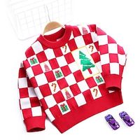 Kids Girls' Christmas Sweater Ugly School Other Prints Long Sleeve Crewneck Active 2-8 Years Fall White Red Lightinthebox - thumbnail
