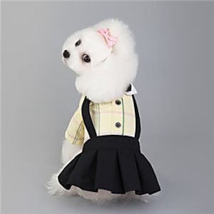 Dog Cat Jumpsuit Dress Bowtie Basic Adorable Cute Dailywear Casual  Daily Dog Clothes Puppy Clothes Dog Outfits Breathable Light Yellow Yellow Blue Costume for Girl and Boy Dog Padded Fabric S M L Lightinthebox