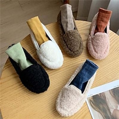 Women's Flats Slippers Fuzzy Slippers Fluffy Slippers Plus Size House Slippers Outdoor Home Daily Flat Heel Casual Comfort Minimalism Faux Fur Loafer Black White Pink Lightinthebox