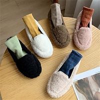Women's Flats Slippers Fuzzy Slippers Fluffy Slippers Plus Size House Slippers Outdoor Home Daily Flat Heel Casual Comfort Minimalism Faux Fur Loafer Black White Pink Lightinthebox - thumbnail