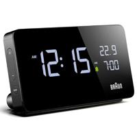 Braun Digital Alarm Clock BC20B, Vertical Alignment LCD Technology, Crescendo Alarm, Auto-Adjusting Display Brightness, 2x USB-C Charging Ports (5W/10W), Snooze Function, 2-Year Guarantee, Black