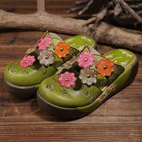 SOCOFY Colorful Flower Butterfly Leather Hollow Out Platform Shoes