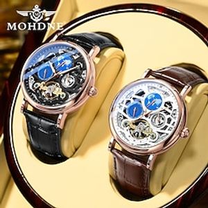 MOHDNE Mechanical Watch for Men Analog Automatic self-winding Classic Stylish Outdoor Waterproof Fake Three Eyes Six Needles Noctilucent Stainless Steel Leather Fashion Machine Lightinthebox