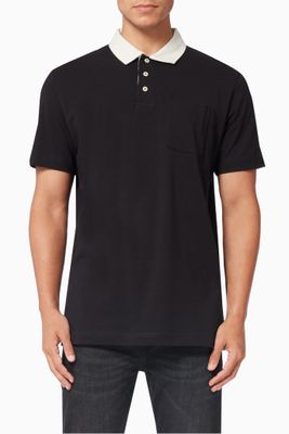 Contrasting Collar Polo Shirt in Organic Cotton Contrasting Collar Polo Shirt in Organic Cotton