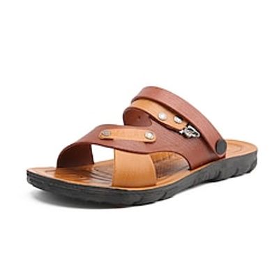 Men's Unisex Sandals Casual Beach Outdoor Daily EVA(ethylene-vinyl acetate copolymer) Breathable Brown Color Block Summer Spring miniinthebox