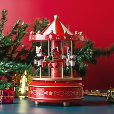 Christmas Gift Carousel Wooden Music Box Birthday Gift Children'S Home Creative Decoration Lightinthebox