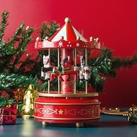 Christmas Gift Carousel Wooden Music Box Birthday Gift Children'S Home Creative Decoration Lightinthebox - thumbnail
