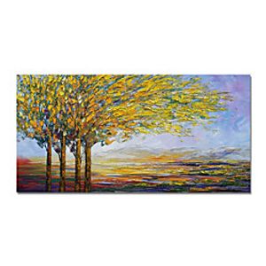 Oil Painting Hand Painted Horizontal Abstract Floral / Botanical Modern Stretched Canvas miniinthebox