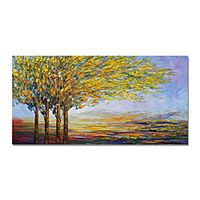 Oil Painting Hand Painted Horizontal Abstract Floral / Botanical Modern Stretched Canvas miniinthebox - thumbnail