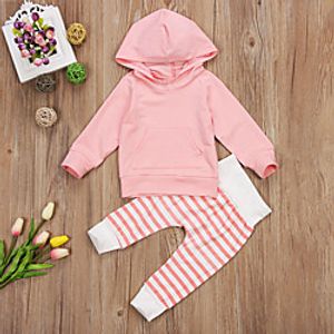 Kids Toddler Girls' Clothing Set Long Sleeve Blushing Pink Solid Colored Print Active Regular 2-8 Years Lightinthebox