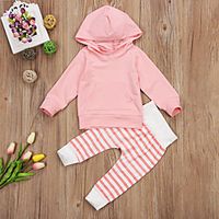 Kids Toddler Girls' Clothing Set Long Sleeve Blushing Pink Solid Colored Print Active Regular 2-8 Years Lightinthebox - thumbnail