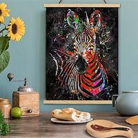 Zebra Graffiti  Picture Posters With Hanger Wall Art Canvas Prints Painting Home Decoration Dcor Rolled Canvas No Frame Lightinthebox - thumbnail
